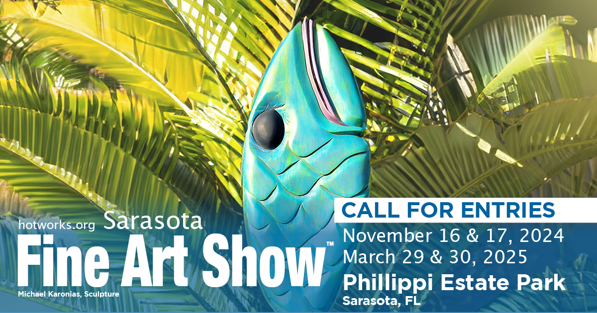 Logo for Sarasota Fine Art Show - November 16 & 17, 2024 - By Hot Works