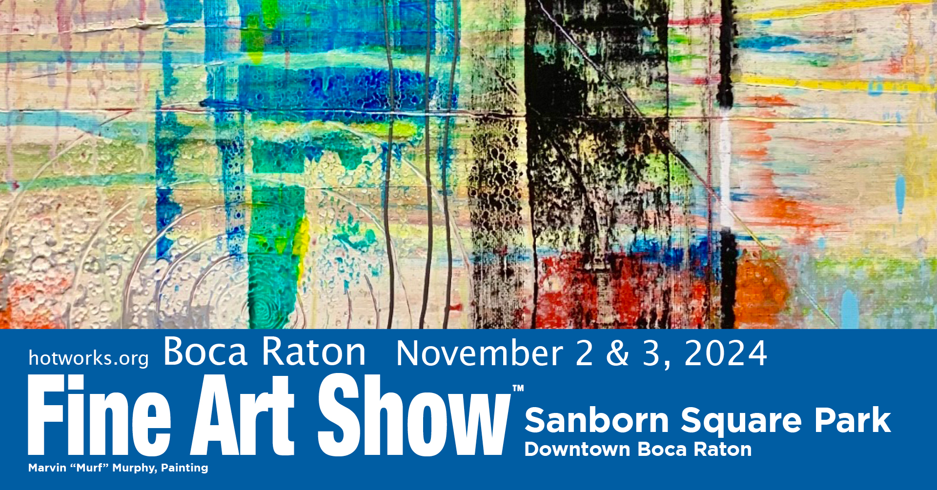 Logo for Boca Raton Fine Art Show - November 2 & 3, 2024 - by Hot Works