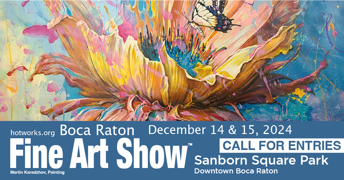 Logo for Boca Raton Fine Art Show - December 14 & 15, 2024 - by Hot Works