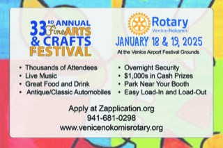 Logo for Venice-Nokomis Rotary Art Festival 2025 - 33rd Annual