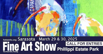 Logo for Sarasota Fine Art Show - March 29 & 30, 2025 - by Hot Works 