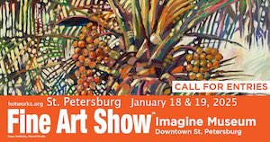 Logo for St. Pete Fine Art Show by Hot Works - January 18 & 19, 2025