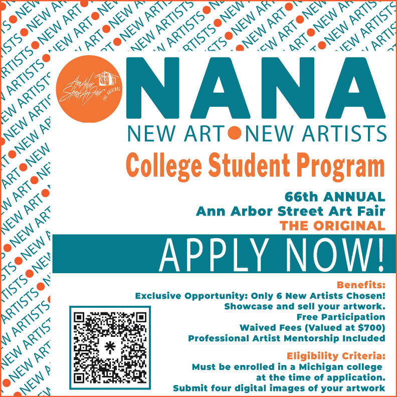 Logo for Ann Arbor Street Art Fair, The Original 2025 NANA - College Student Application