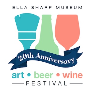 Logo for The Ella Sharp Museum's 20th Annual Art, Beer and Wine Festival 2025